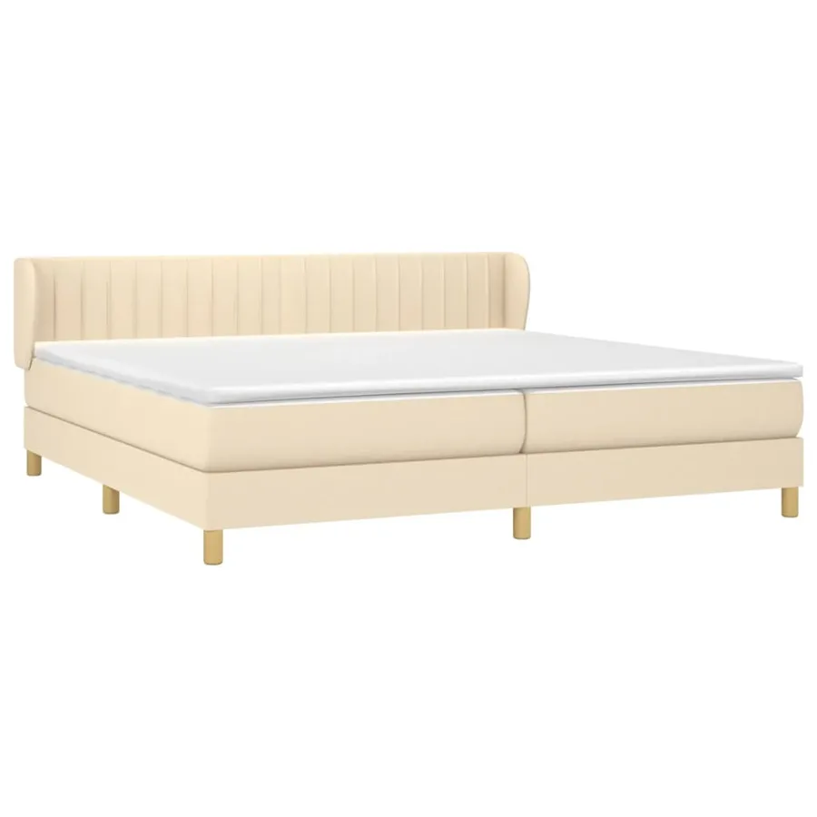 Sommier à lattes de lit avec matelas Crème 200x200 cm Tissu - 3