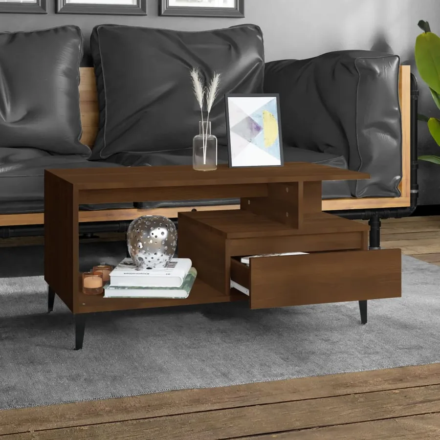 Table basse Chêne marron 90x49x45 cm Bois d'ingénierie - 3
