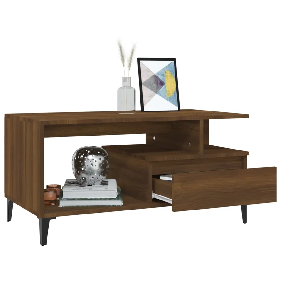 Table basse Chêne marron 90x49x45 cm Bois d'ingénierie - 4