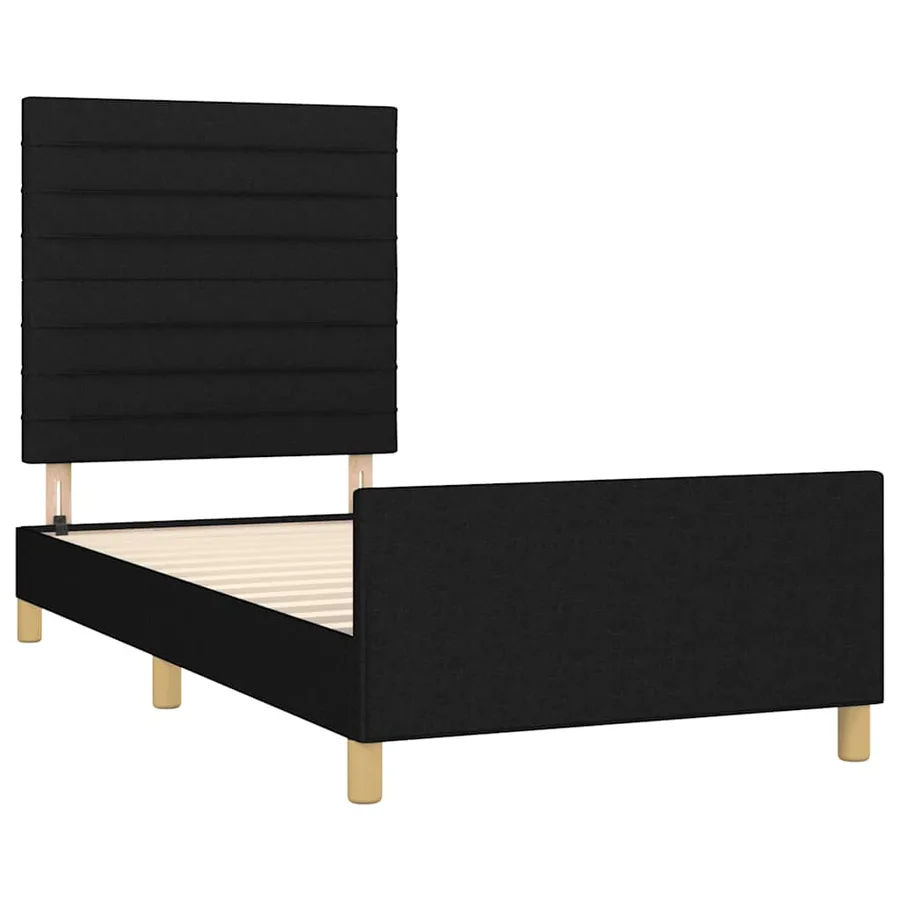 Cadre de lit sans matelas noir 80x200 cm tissu - 4