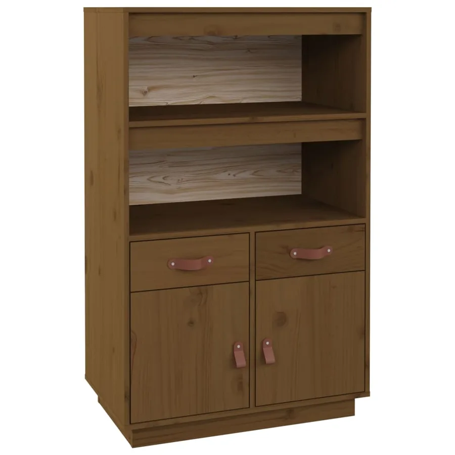 Buffet haut Marron miel 67x40x108,5 cm Bois massif de pin - 2