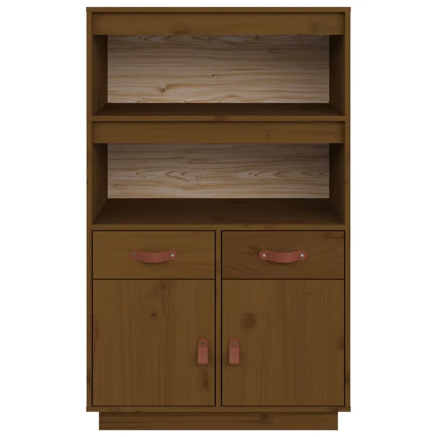 Buffet haut Marron miel 67x40x108,5 cm Bois massif de pin - 6