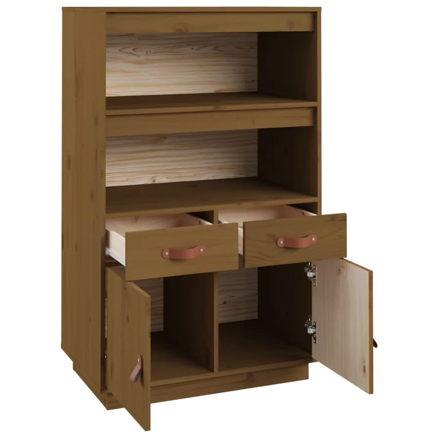 Buffet haut Marron miel 67x40x108,5 cm Bois massif de pin - 7
