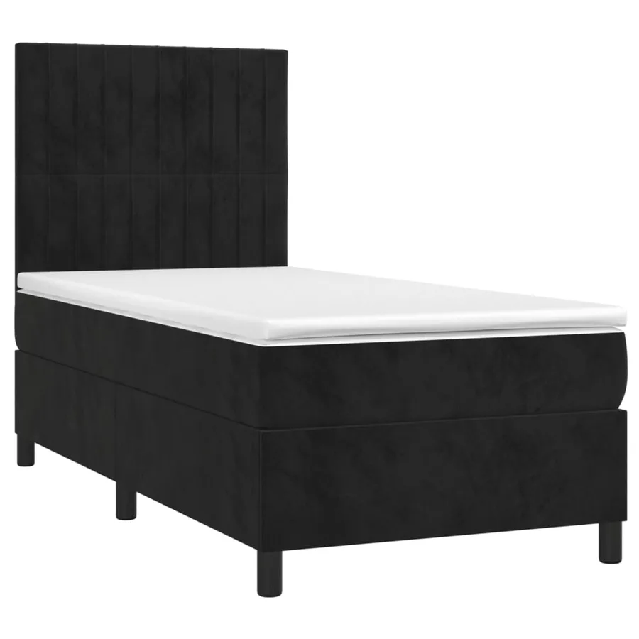 Sommier à lattes de lit avec matelas Noir 90x190 cm Velours - 3