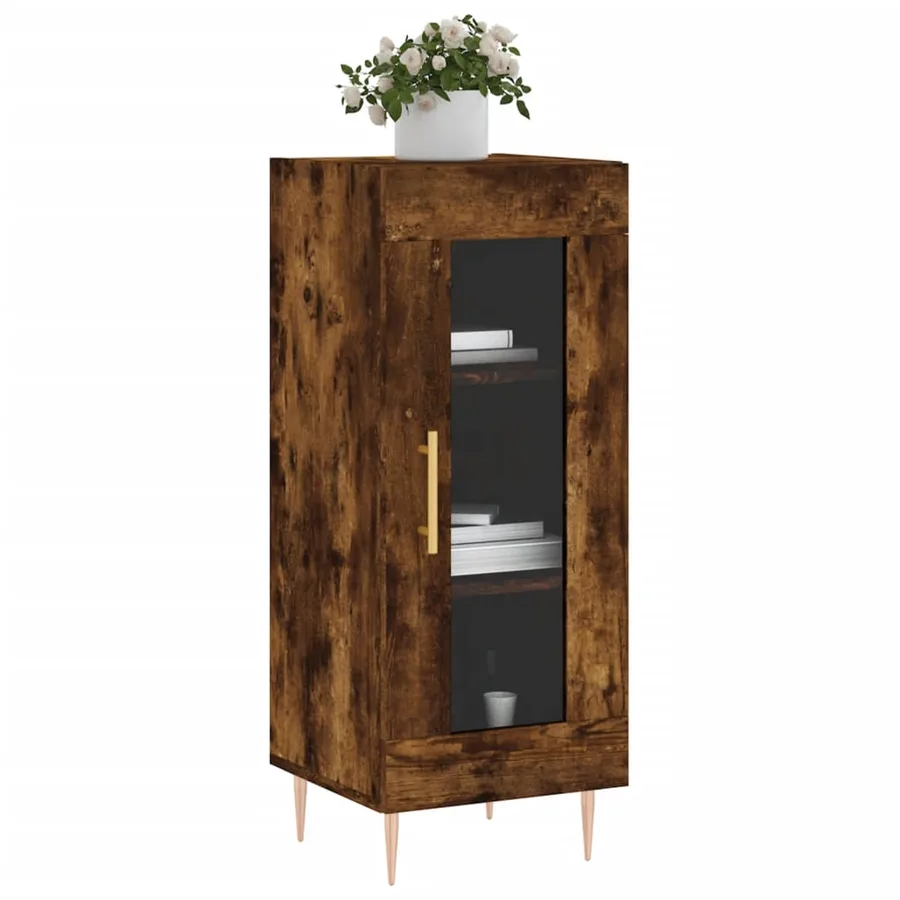 Buffet Chêne fumé 34,5x34x90 cm Bois d'ingénierie - 3