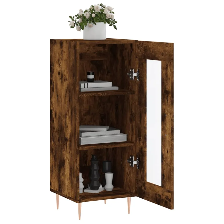 Buffet Chêne fumé 34,5x34x90 cm Bois d'ingénierie - 4