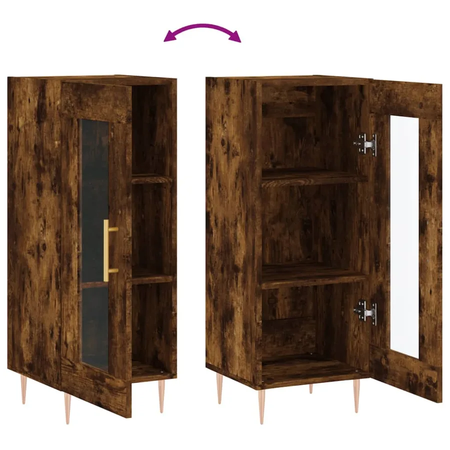 Buffet Chêne fumé 34,5x34x90 cm Bois d'ingénierie - 9