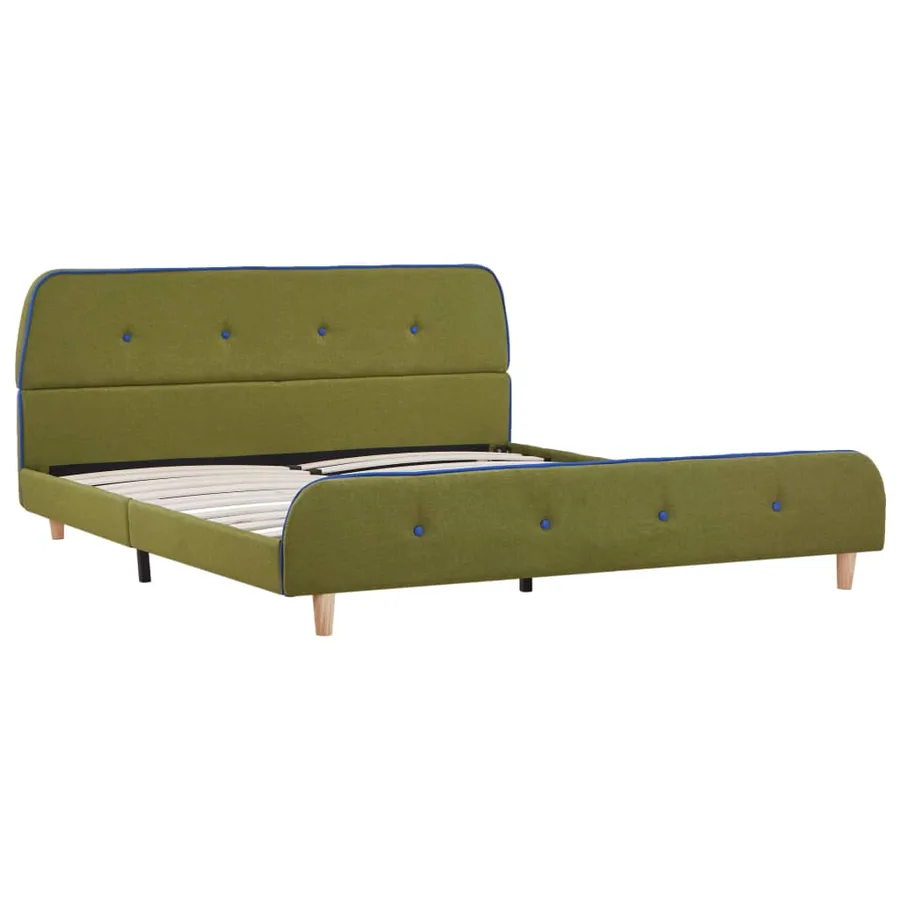 Cadre de lit sans matelas vert tissu 140x200 cm - 2