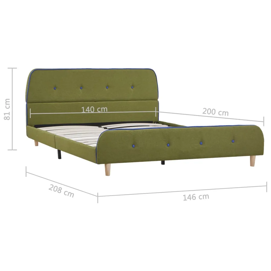Cadre de lit sans matelas vert tissu 140x200 cm - 6