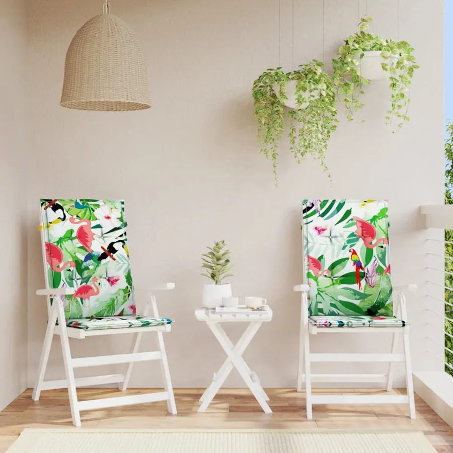 Coussins de chaise de jardin dossier haut lot de 2 multicolore