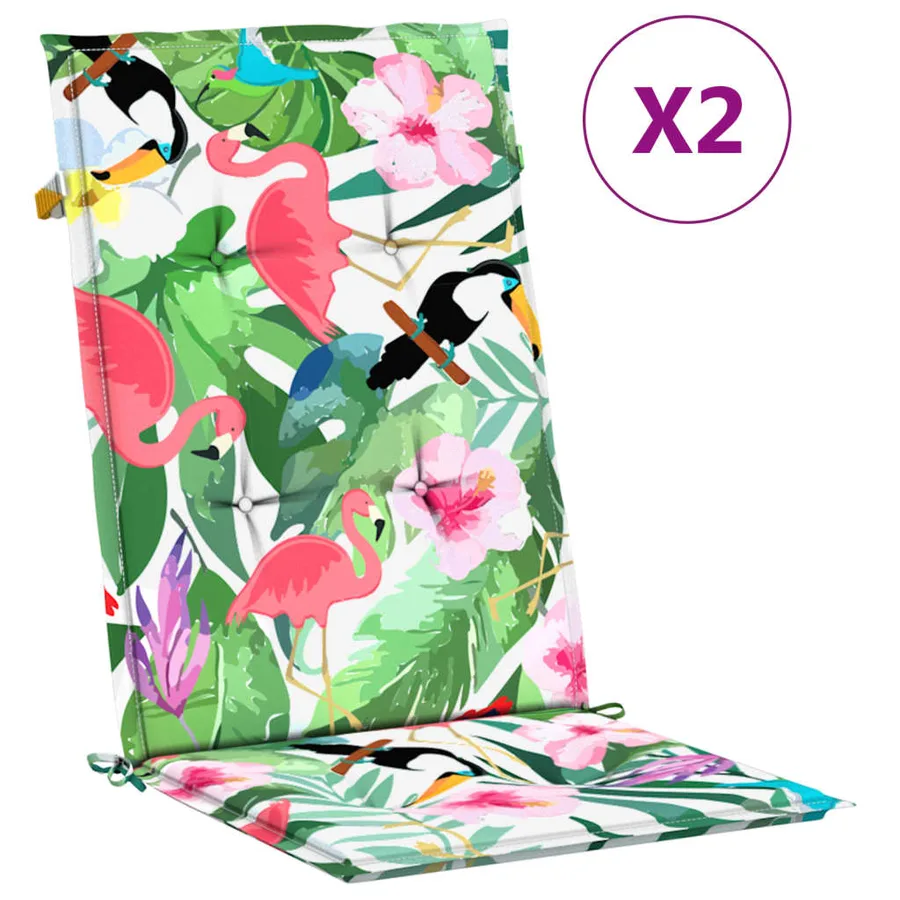 Coussins de chaise de jardin dossier haut lot de 2 multicolore - 2