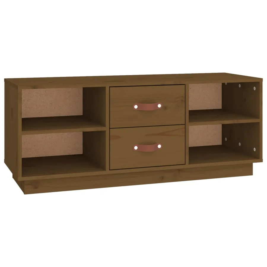 Meuble TV Marron miel 100x34x40 cm Bois de pin massif - 2