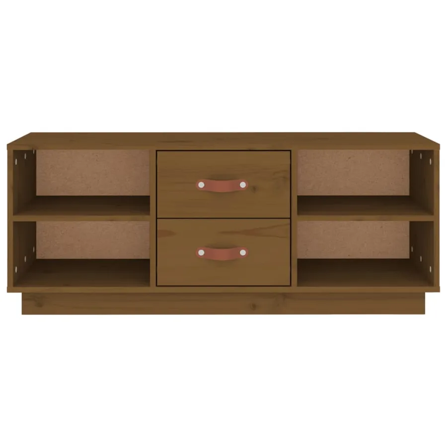 Meuble TV Marron miel 100x34x40 cm Bois de pin massif - 6