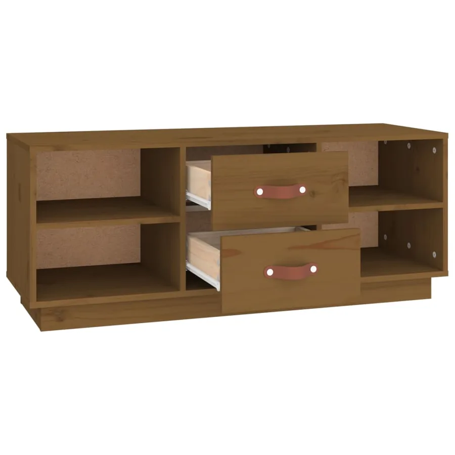 Meuble TV Marron miel 100x34x40 cm Bois de pin massif - 7