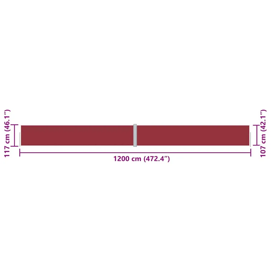 Auvent latéral rétractable Rouge 117x1200 cm - 8
