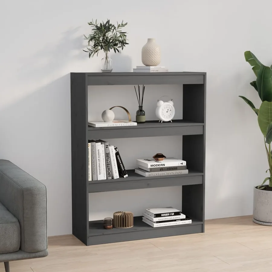 Bibliothèque/Séparateur de pièce Gris 80x30x103,5 cm Pin massif - 4