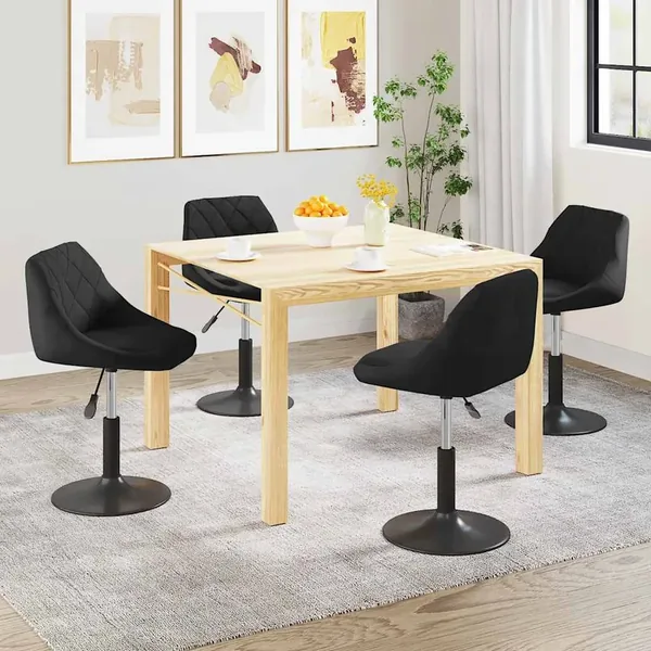Chaises pivotantes à manger lot de 4 noir velours