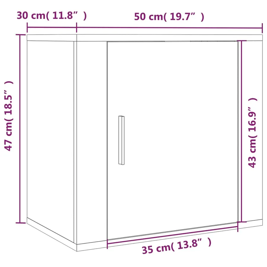 Table de chevet murale Chêne marron 50x30x47 cm - 11