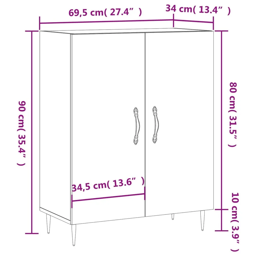 Buffet sonoma gris 69,5x34x90 cm bois d'ingénierie - 12
