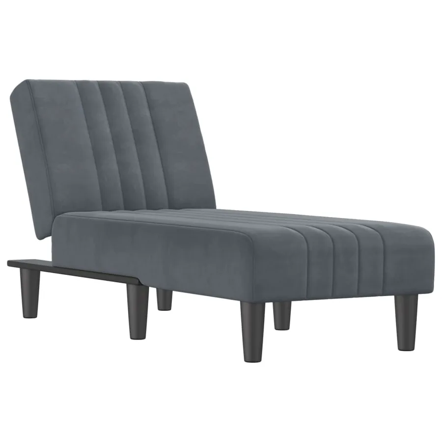 Chaise longue gris foncé velours - 2