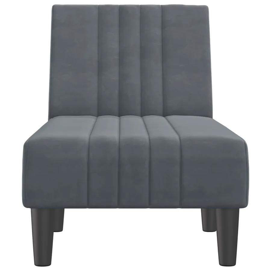 Chaise longue gris foncé velours - 4