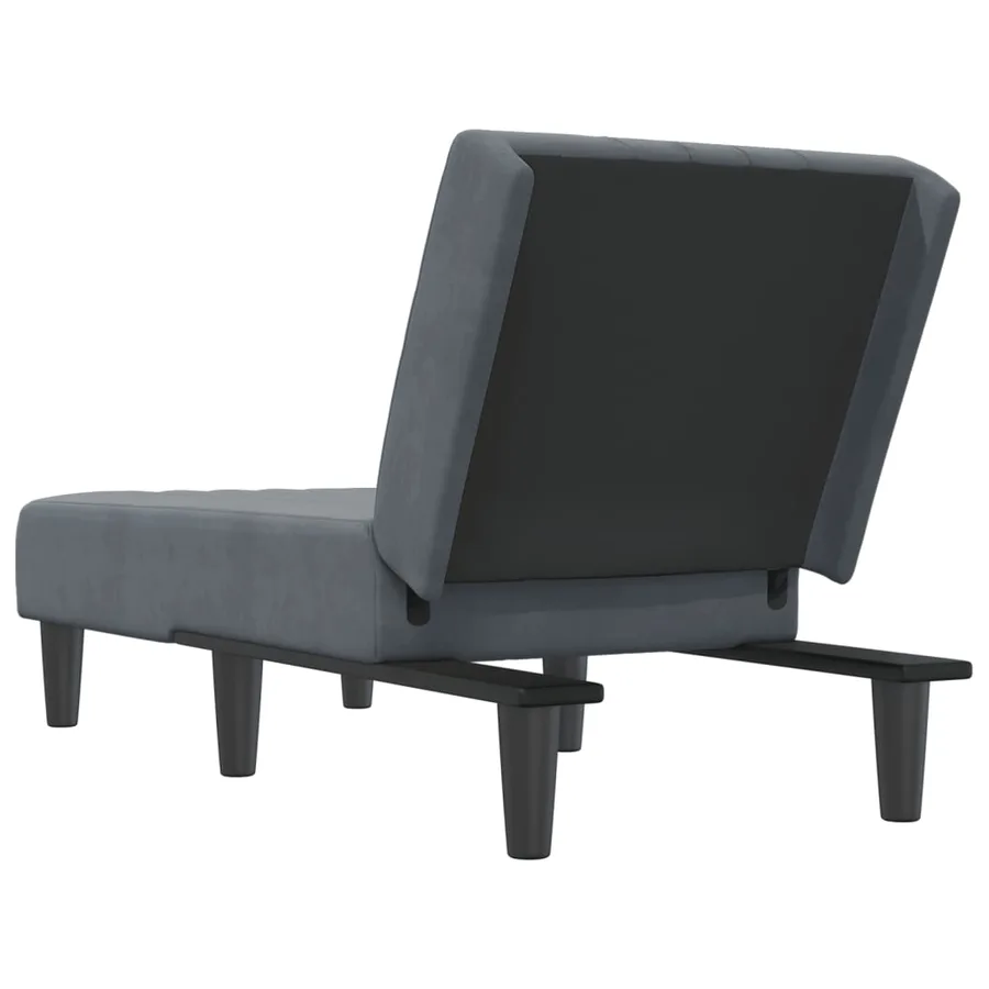 Chaise longue gris foncé velours - 5