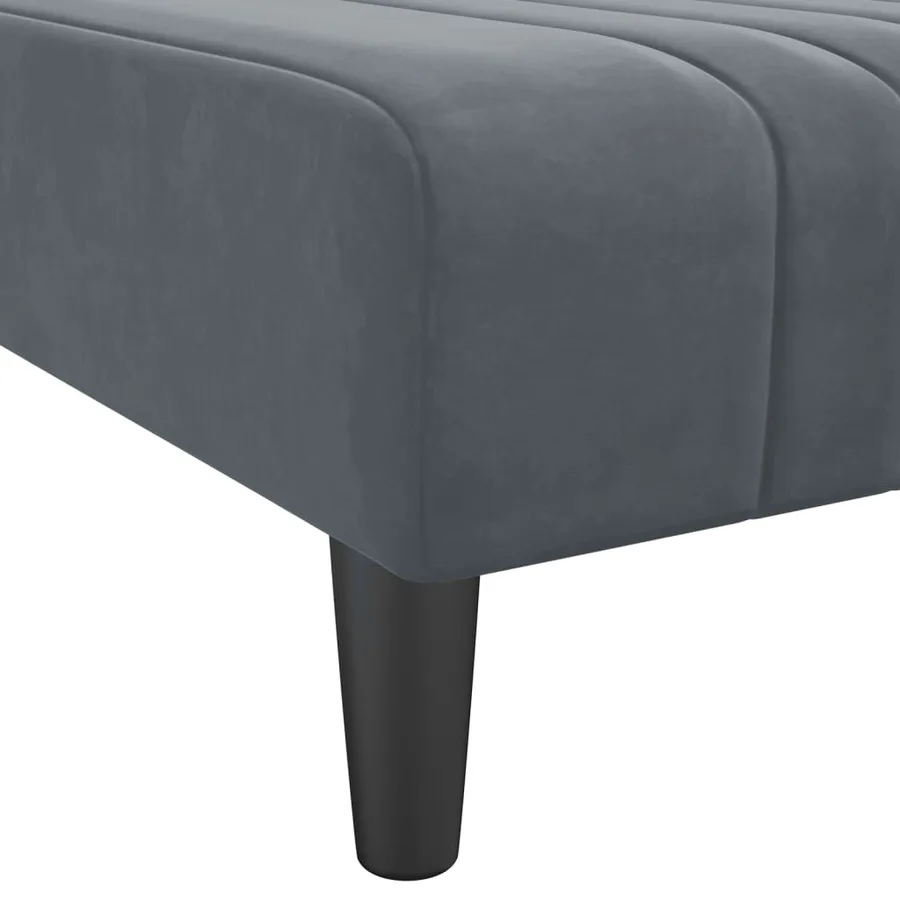 Chaise longue gris foncé velours - 7