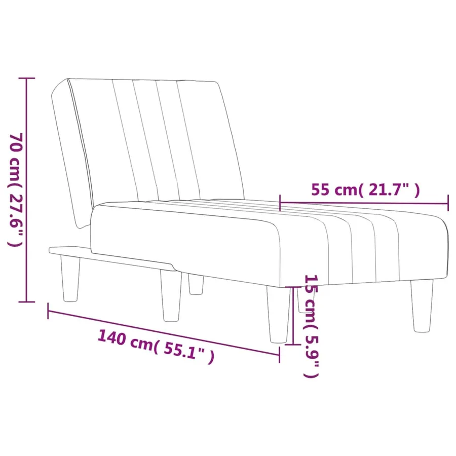 Chaise longue gris foncé velours - 9