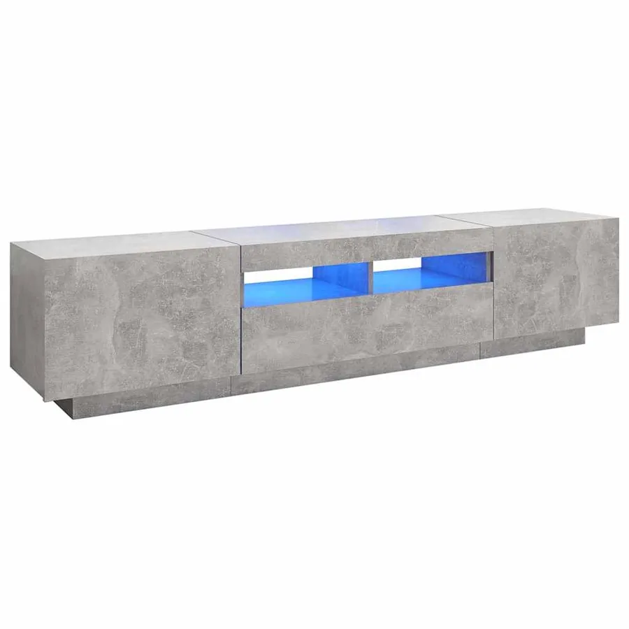 Meuble TV avec lumières LED Gris béton 180x35x40 cm - 2