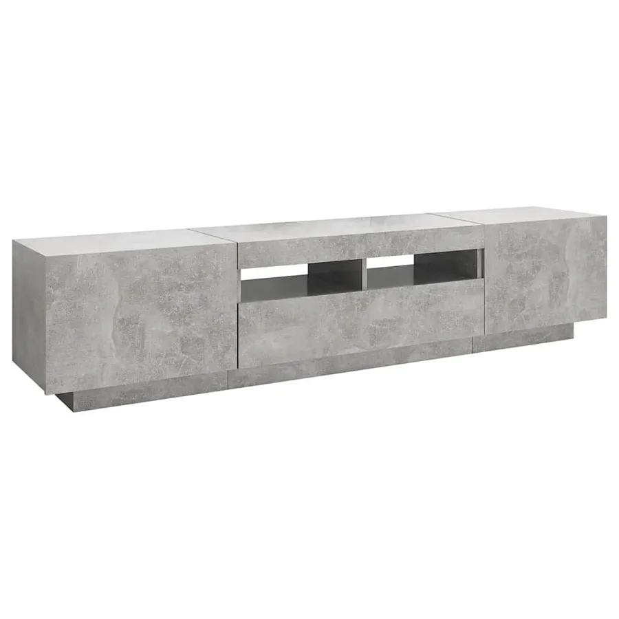 Meuble TV avec lumières LED Gris béton 180x35x40 cm - 7