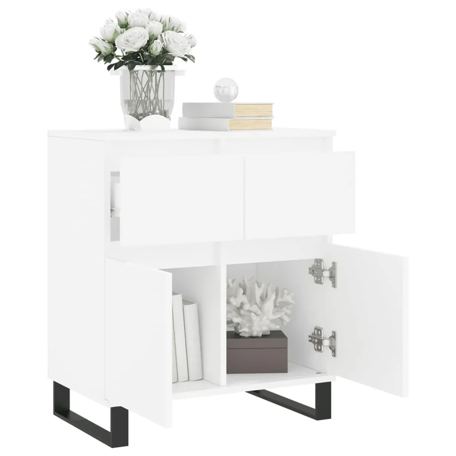 Buffet Blanc 60x35x70 cm Bois d'ingénierie - 4