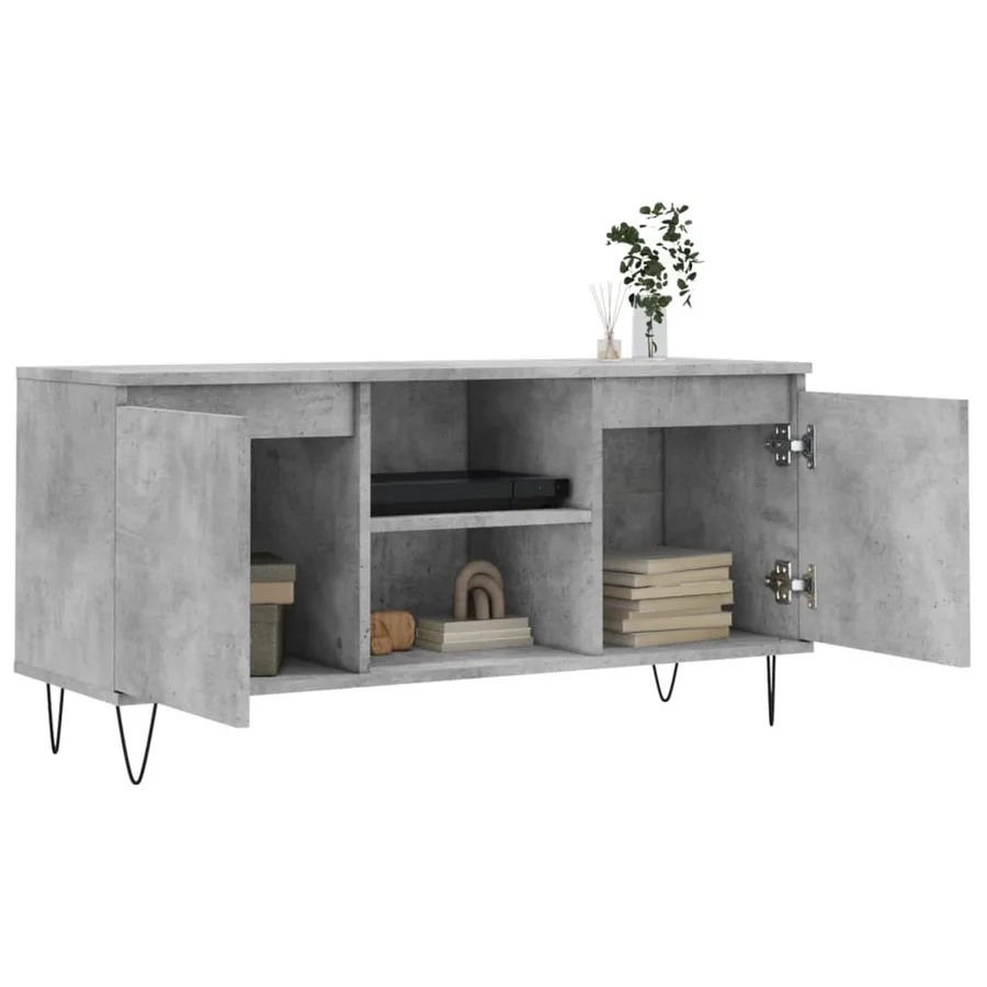 Meuble TV gris béton 104x35x50 cm bois d'ingénierie - 4