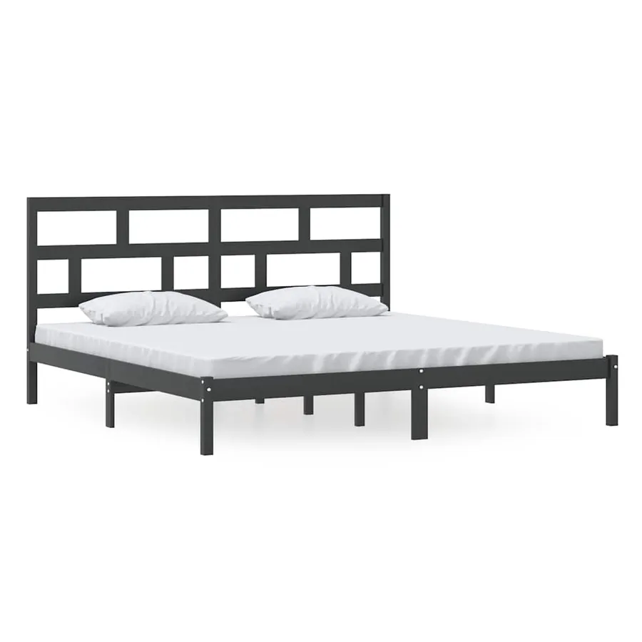 Cadre de lit sans matelas Noir Bois de pin massif 200x200 cm - 2
