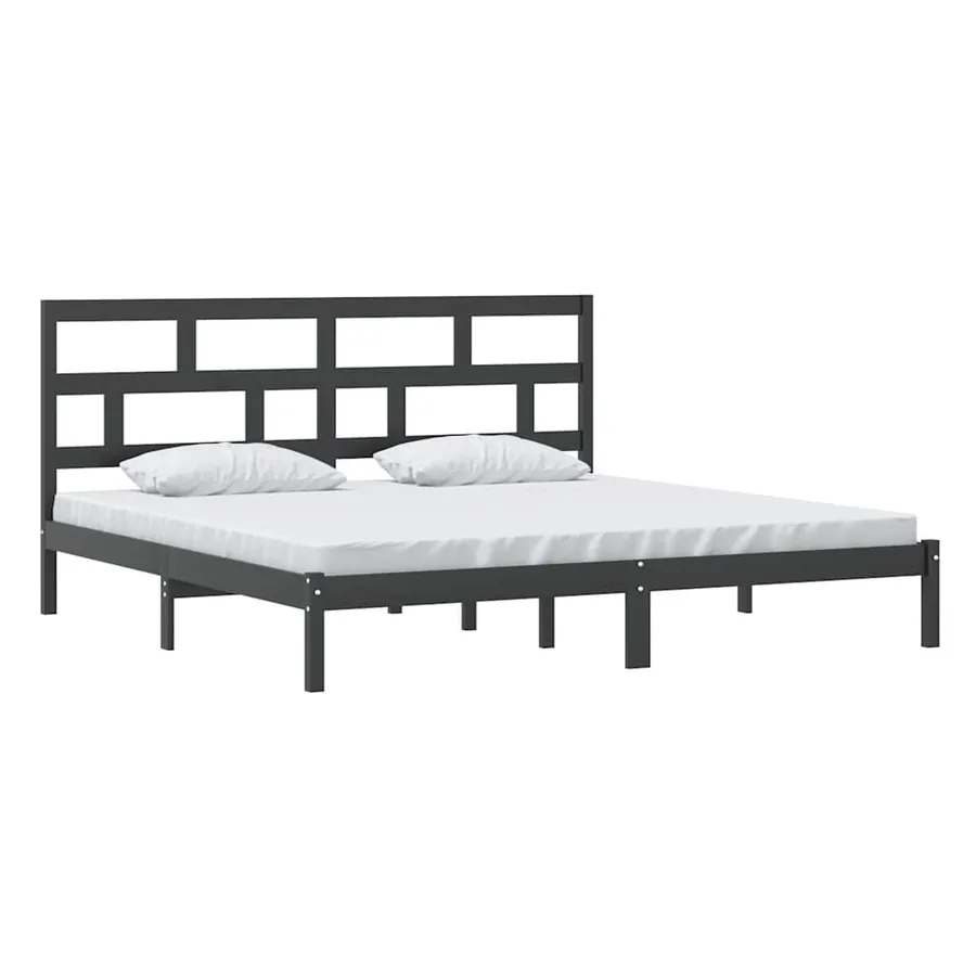 Cadre de lit sans matelas Noir Bois de pin massif 200x200 cm - 3