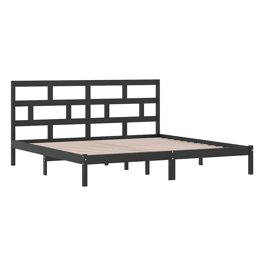 Cadre de lit sans matelas Noir Bois de pin massif 200x200 cm - 4