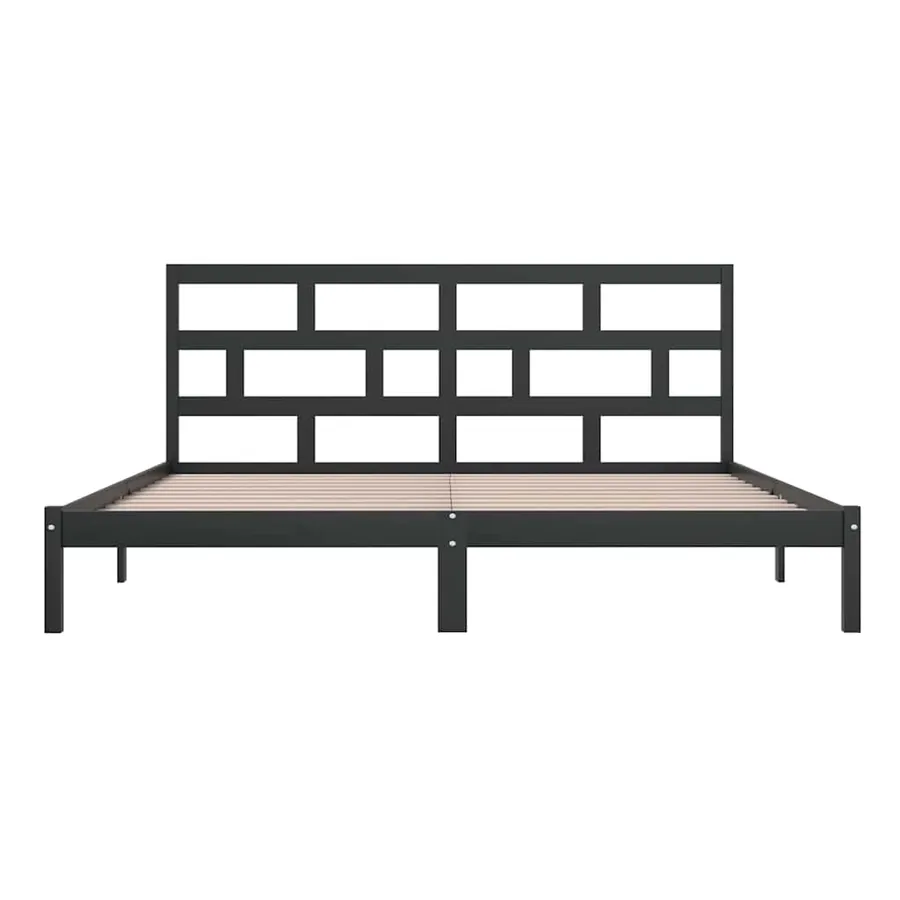 Cadre de lit sans matelas Noir Bois de pin massif 200x200 cm - 5