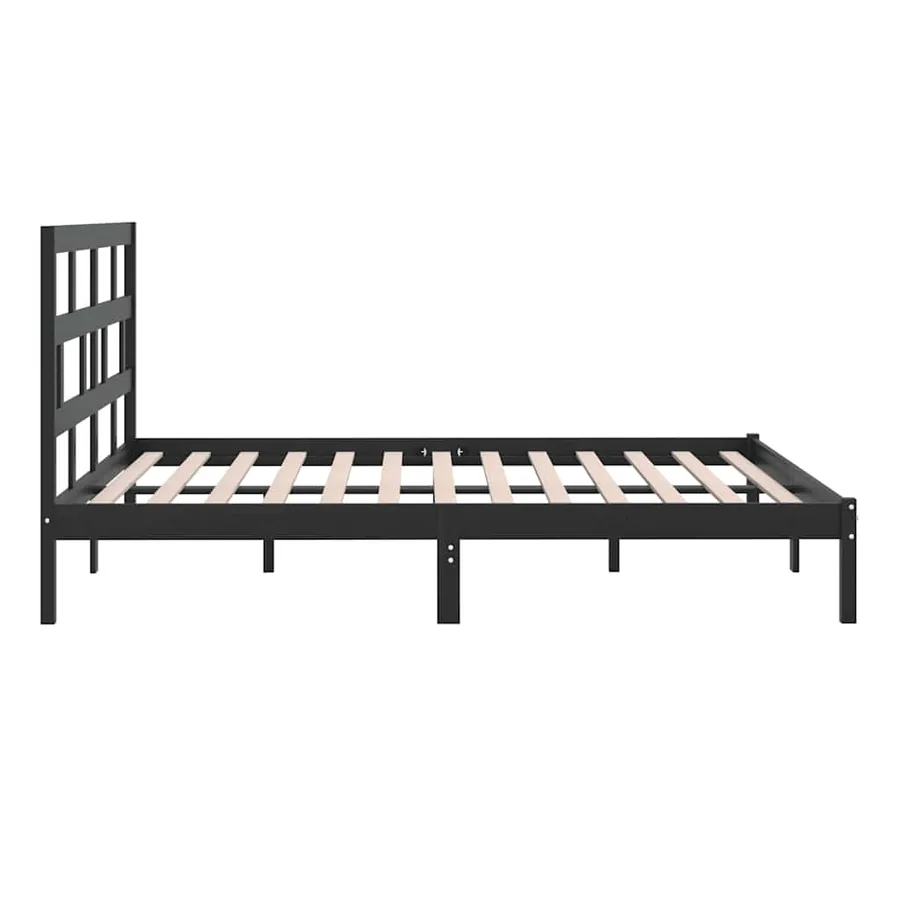 Cadre de lit sans matelas Noir Bois de pin massif 200x200 cm - 6