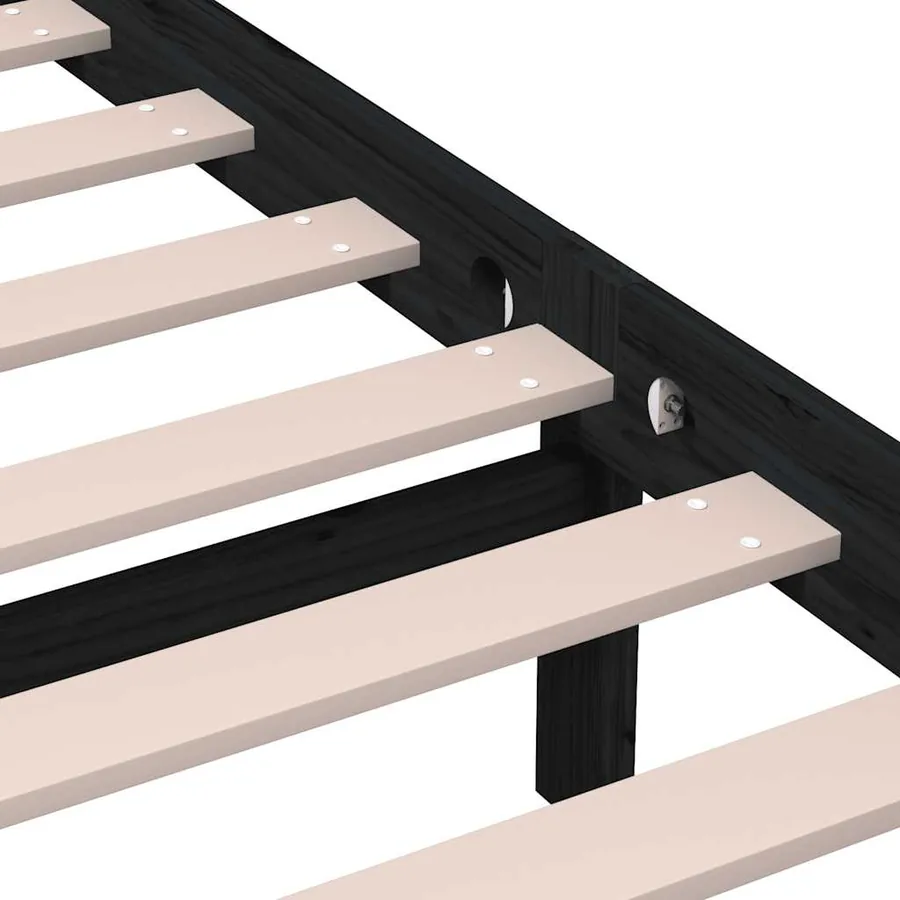 Cadre de lit sans matelas Noir Bois de pin massif 200x200 cm - 8