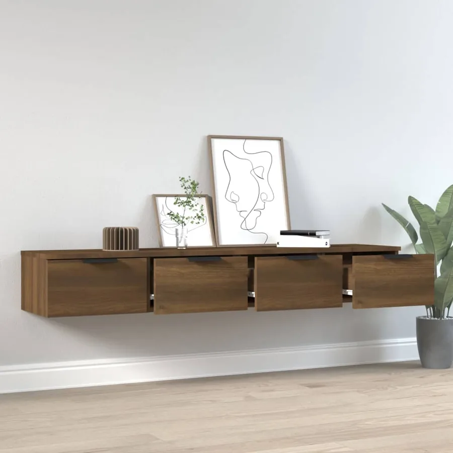Armoires murales 2pcs Chêne marron 68x30x20cm Bois d'ingénierie - 3