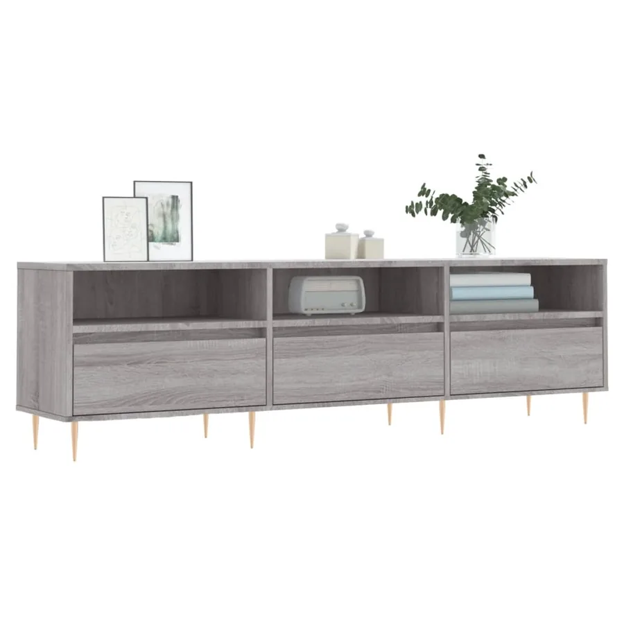 Meuble TV sonoma gris 150x30x44,5 cm bois d'ingénierie - 3