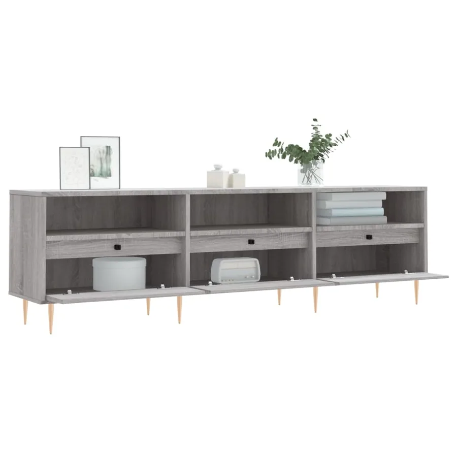 Meuble TV sonoma gris 150x30x44,5 cm bois d'ingénierie - 4