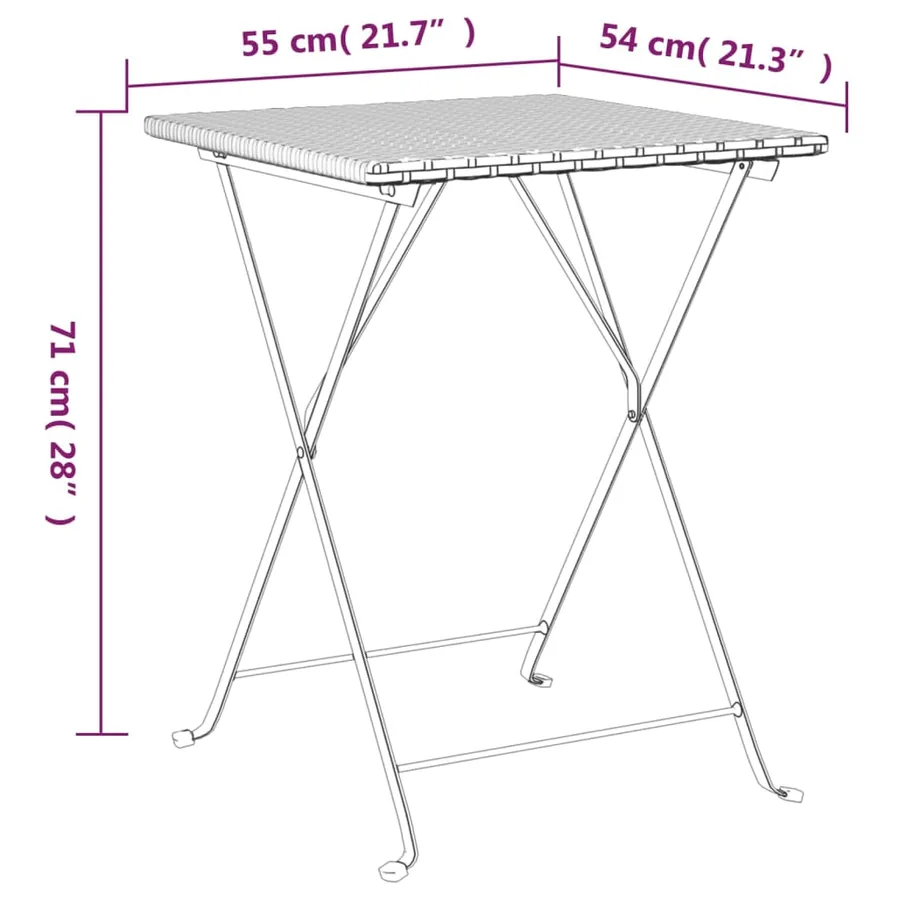 Ensemble de bistro pliable 3 pcs Gris Résine tressée - 11
