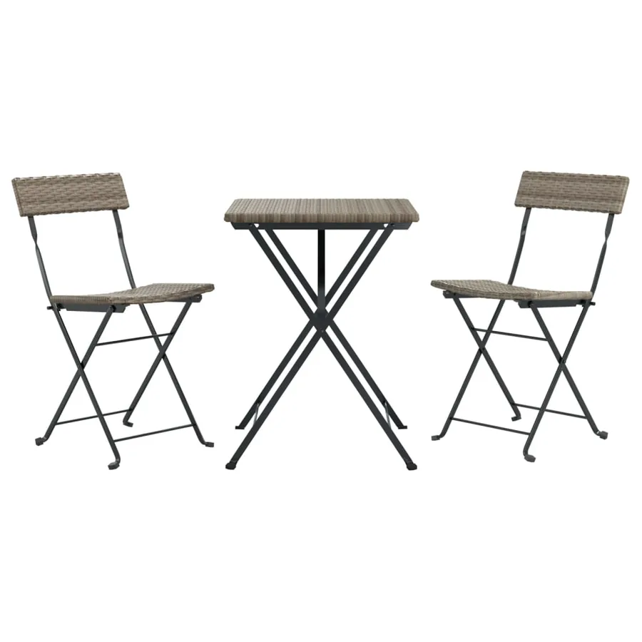 Ensemble de bistro pliable 3 pcs Gris Résine tressée - 3