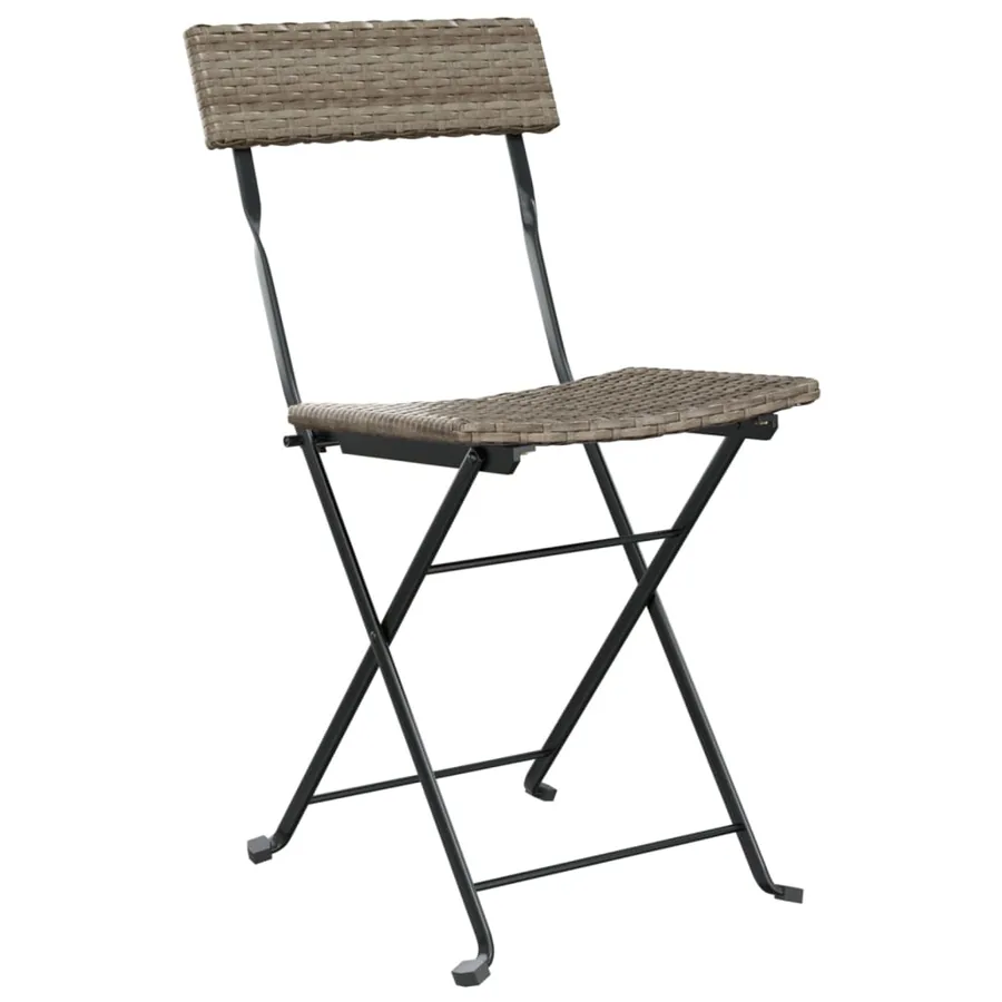 Ensemble de bistro pliable 3 pcs Gris Résine tressée - 4
