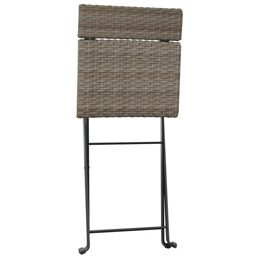 Ensemble de bistro pliable 3 pcs Gris Résine tressée - 6