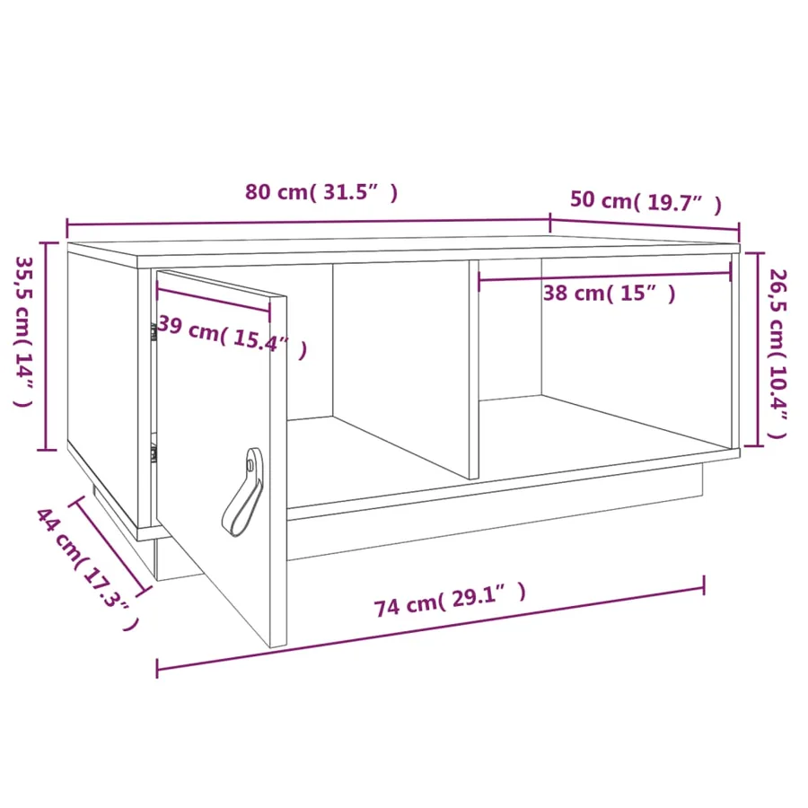 Table basse Blanc 80x50x35,5 cm Bois massif de pin - 11