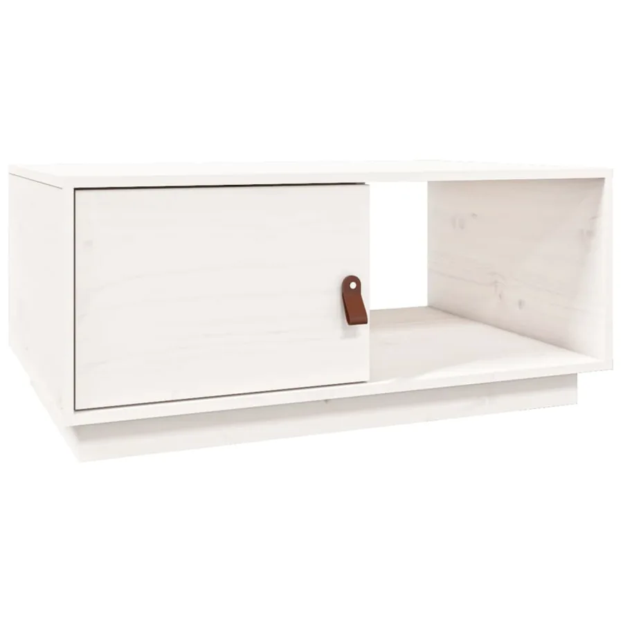 Table basse Blanc 80x50x35,5 cm Bois massif de pin - 2