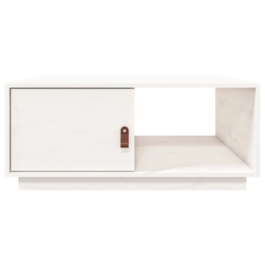 Table basse Blanc 80x50x35,5 cm Bois massif de pin - 6
