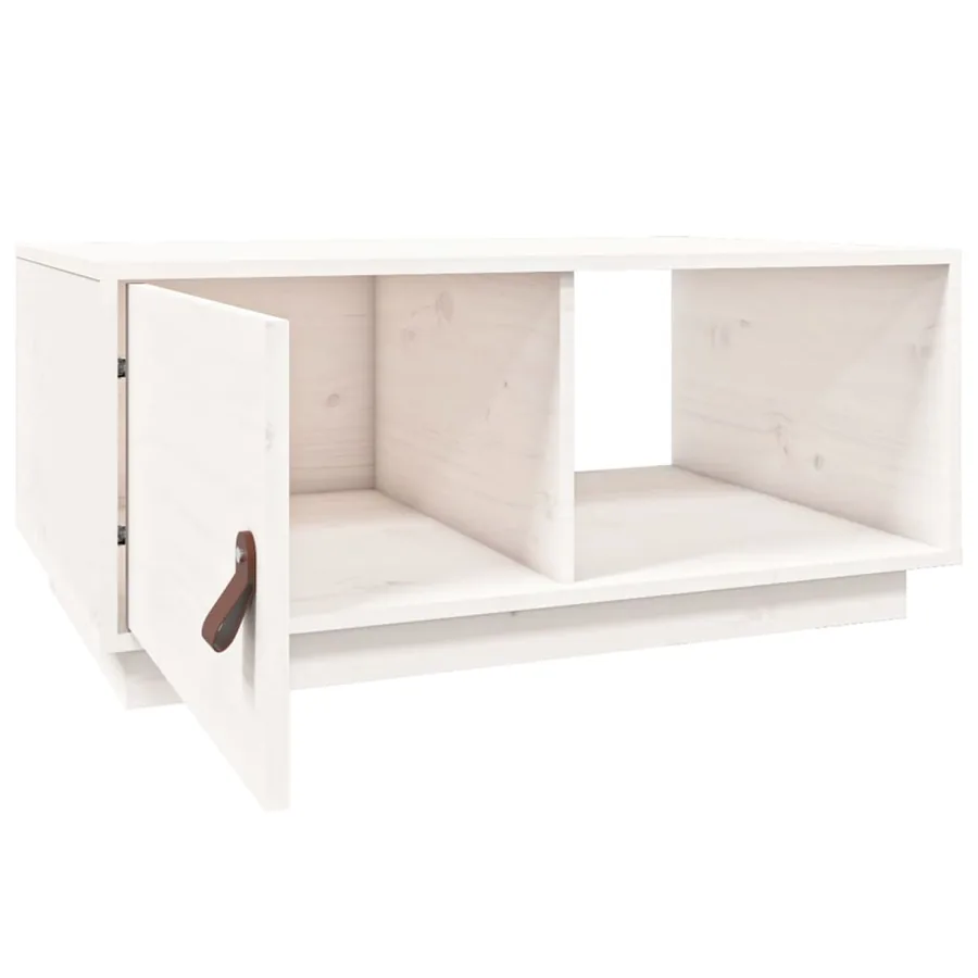 Table basse Blanc 80x50x35,5 cm Bois massif de pin - 7