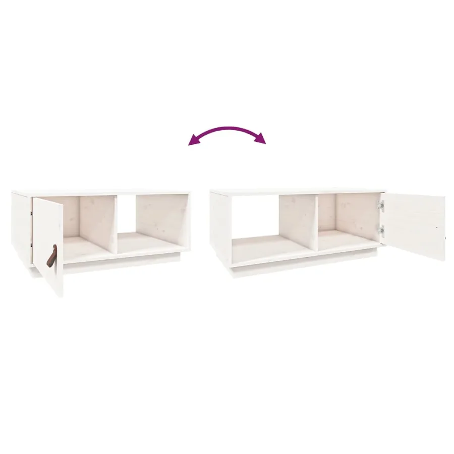 Table basse Blanc 80x50x35,5 cm Bois massif de pin - 9